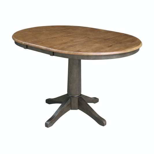 Dining Essentials - 36" Extension Table Top w/ 30" H Transitional Pedestal in Hickory & Coal