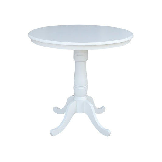 Dining Essentials - 36" Round Table Top w/ 36" H Traditional Pedestal w/ Extension in Pure White