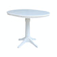 Dining Essentials - 36" Extension Table Top w/ 36" H Transitional Pedestal w/ Extension in Pure White