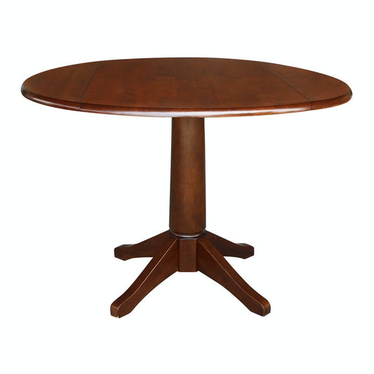 Dining Essentials - 42" Drop Leaf Table Top w/ 30" H Transitional Pedestal in Espresso