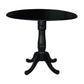 Dining Essentials - 42" Drop Leaf Table Top w/ 36" H Traditional Pedestal w/ Extension in Black