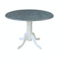 Dining Essentials - Round Drop Leaf Pedestal Table in Heather Gray & White
