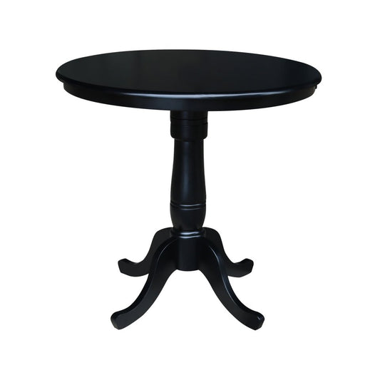 Dining Essentials - 36" Round Table Top w/ 36" H Traditional Pedestal w/ Extension in Black