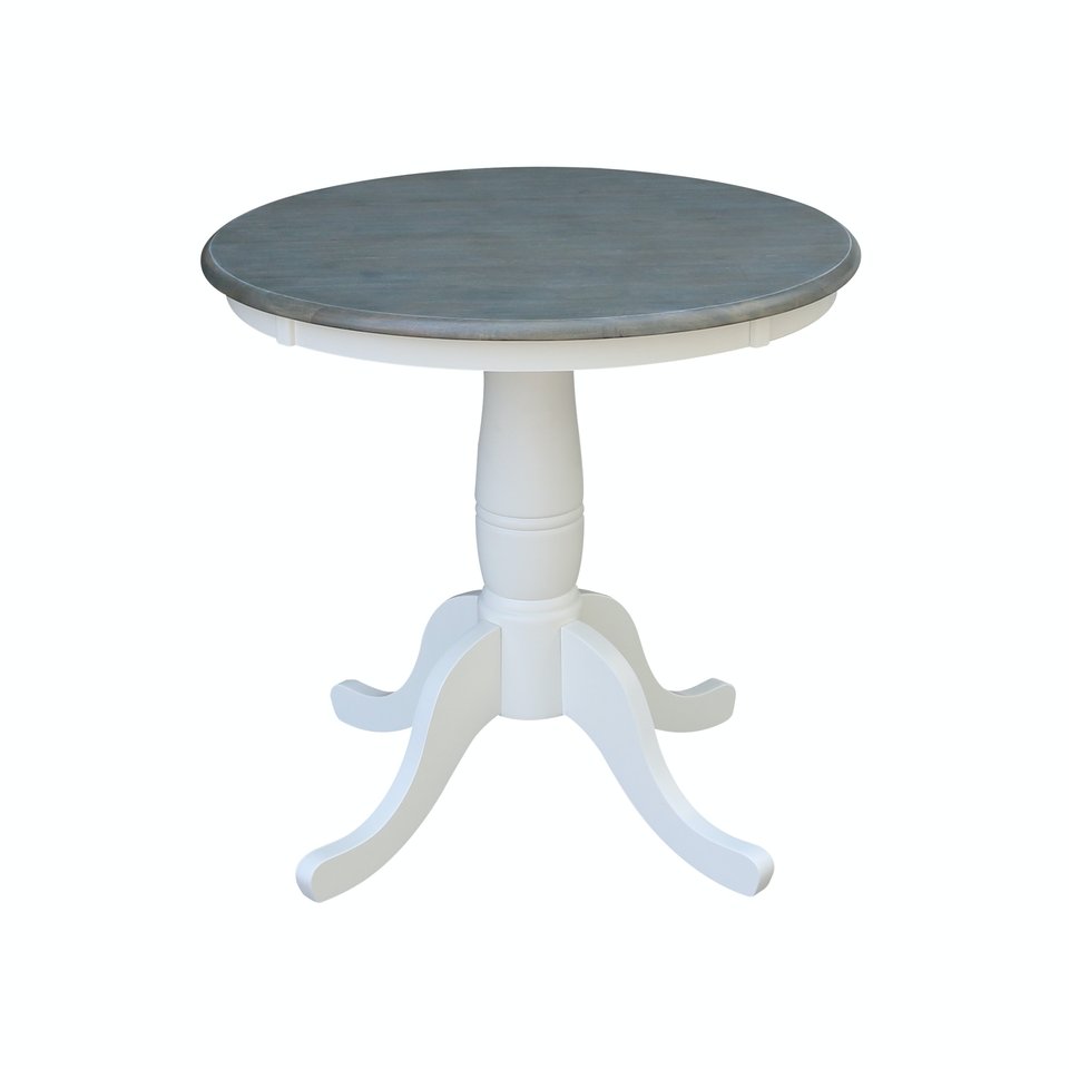 Dining Essentials - 30" Round Table Top w/ 30" H Traditional Pedestal in Heather Gray & White