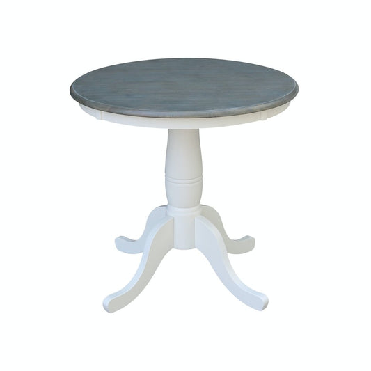 Dining Essentials - 30" Round Table Top w/ 30" H Traditional Pedestal in Heather Gray & White