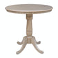 Dining Essentials - 36" Round Table Top w/ 36" H Traditional Pedestal w/ Extension in Taupe Gray