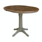Dining Essentials - 36" Extension Table Top w/ 36" H Transitional Pedestal w/ Extension in Hickory & Stone