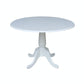 Dining Essentials - 42" Drop Leaf Table Top w/ 30" H Traditional Pedestal in Pure White