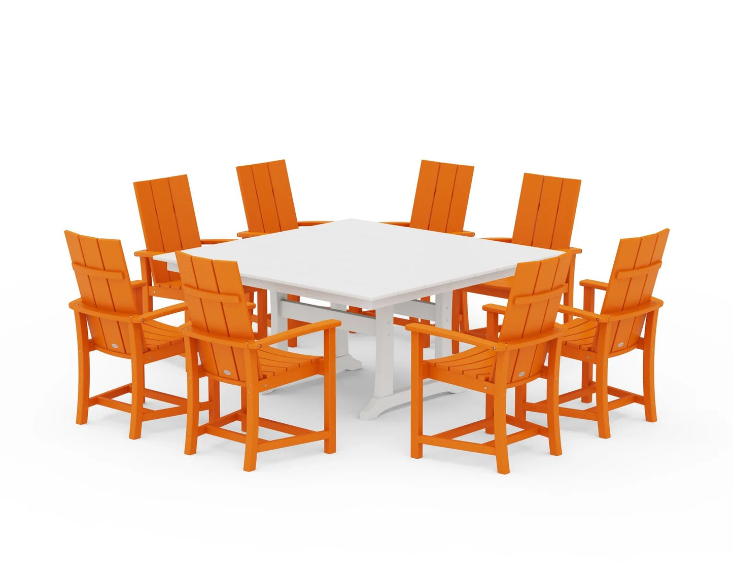 Polywood - Modern Adirondack 9-Piece Farmhouse Trestle Dining Set - FREE SHIPPING