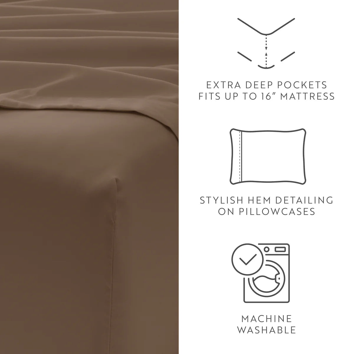 6-Piece Double Brushed Solid Sheet Set