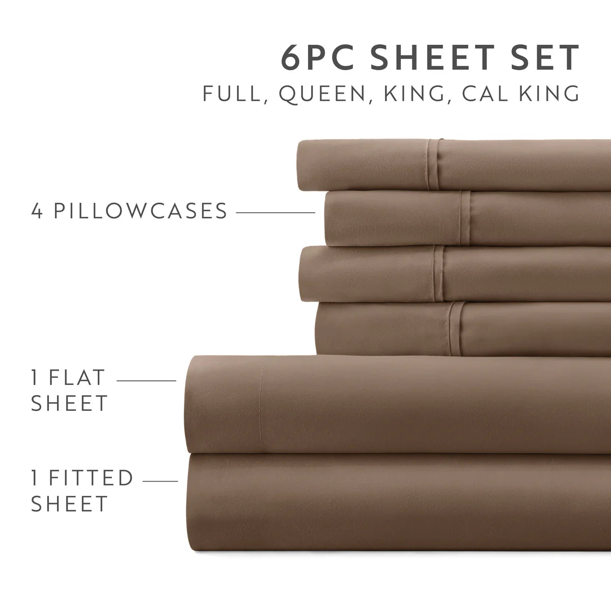 6-Piece Double Brushed Solid Sheet Set