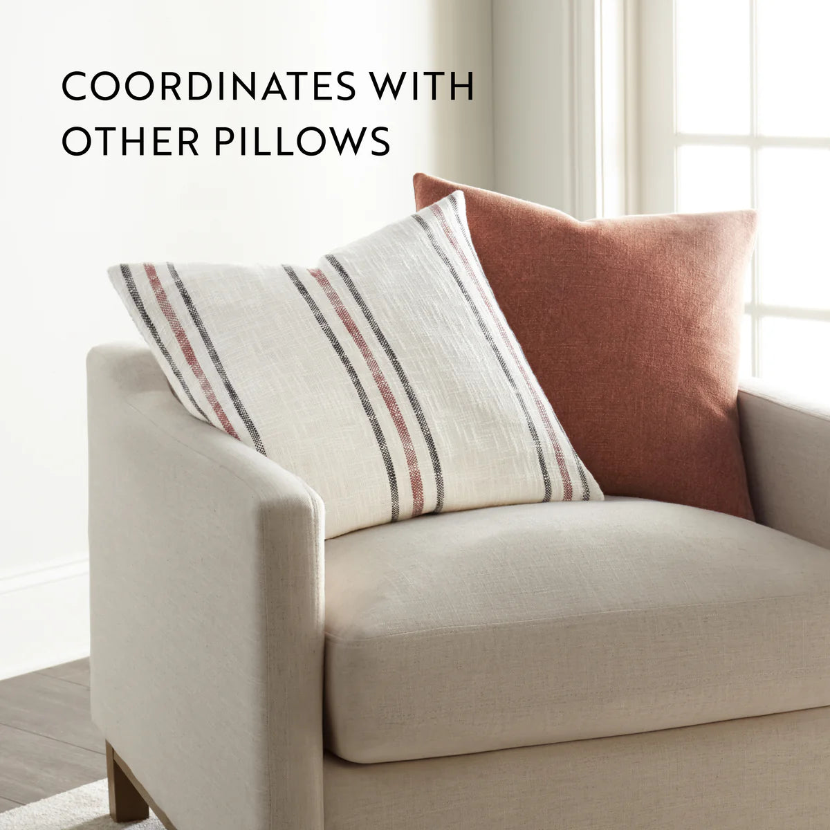 Framed Stripe Yarn-Dyed Cotton Decor Throw Pillow Cover
