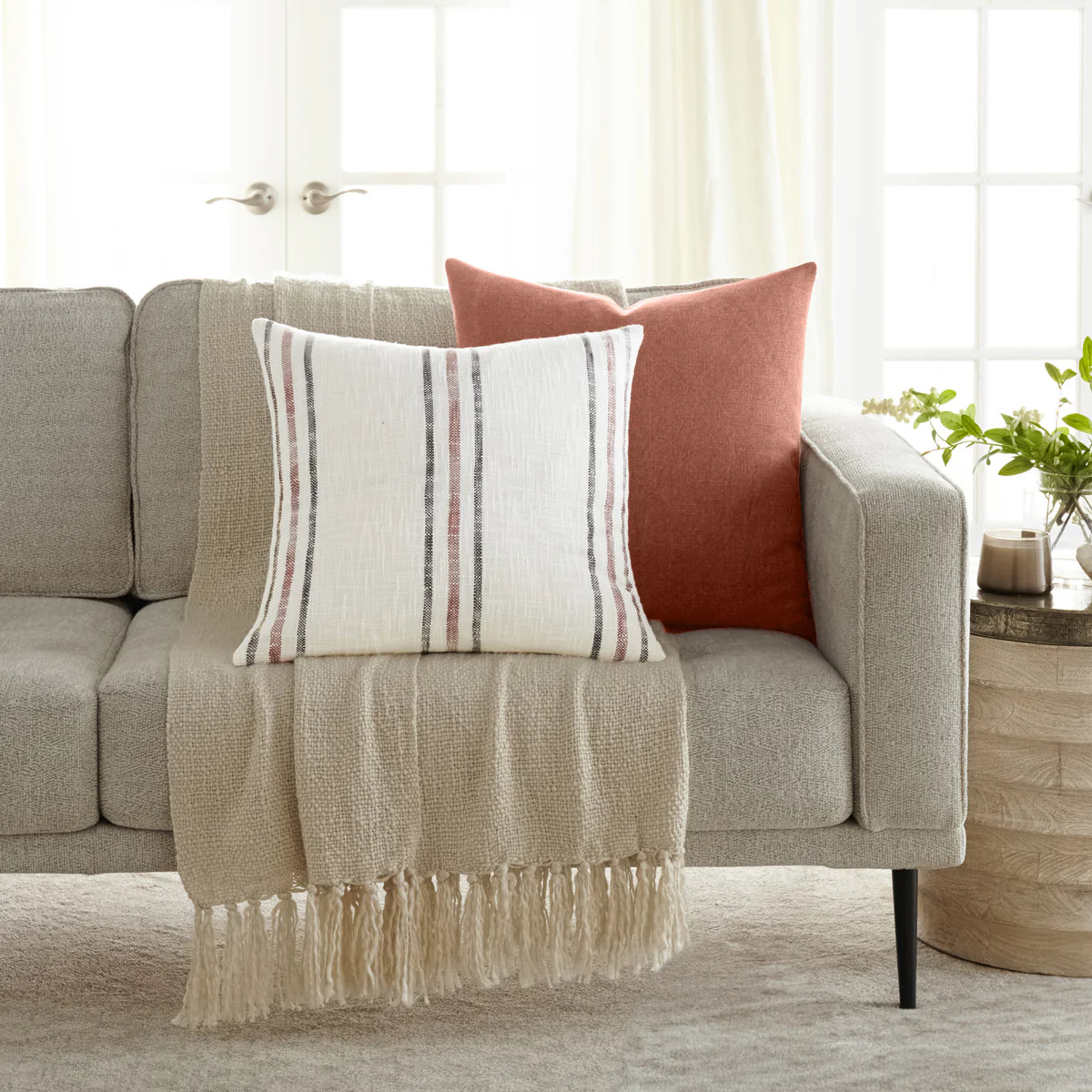 Stone Washed & Distressed Cotton Decor Throw Pillow Cover