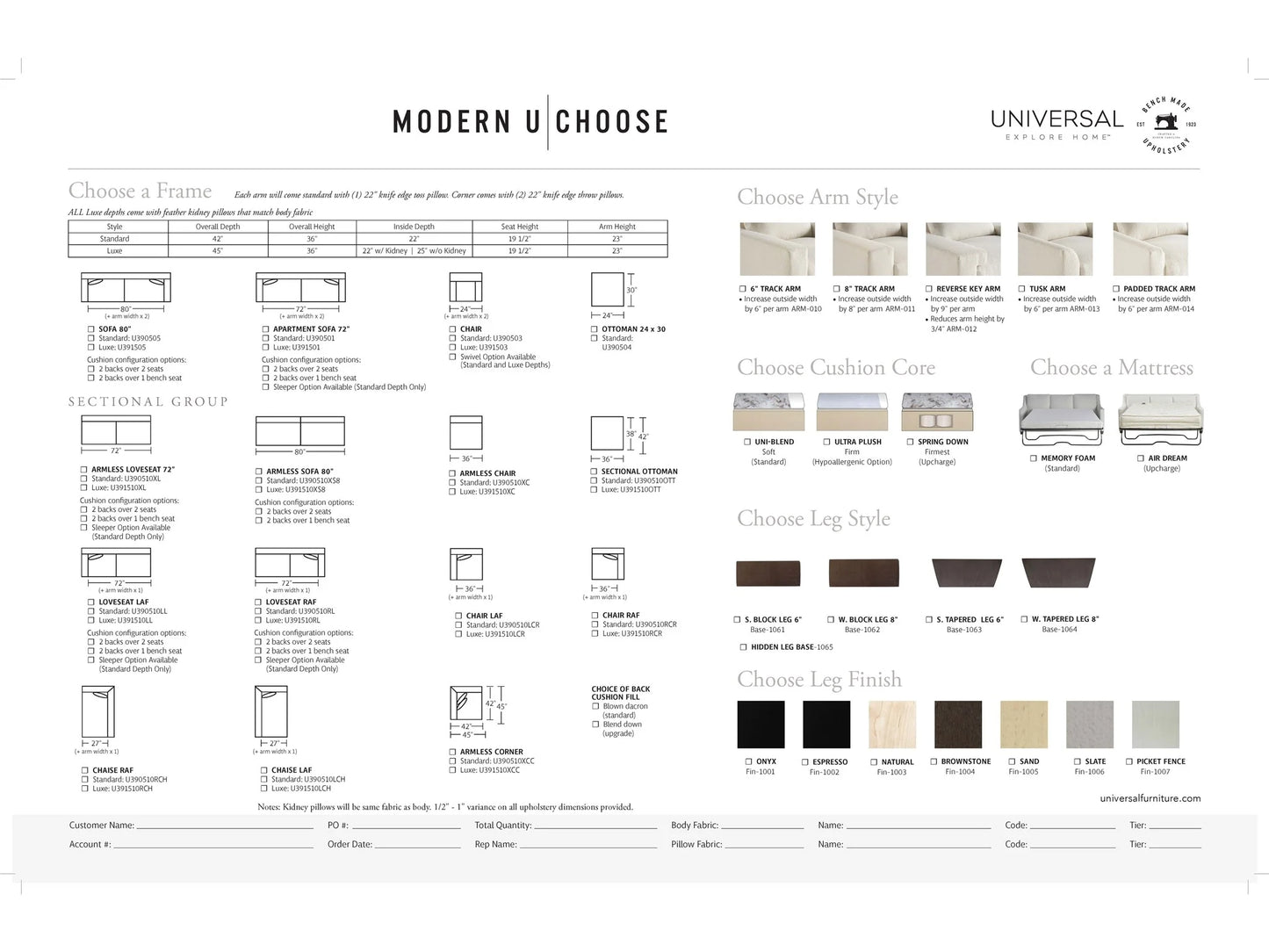 UNIVERSAL - MODERN U CHOOSE APARTMENT SOFA - SPECIAL ORDER