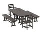 Polywood - La Casa Café 5-Piece Farmhouse Dining Set with Benches - FREE SHIPPING