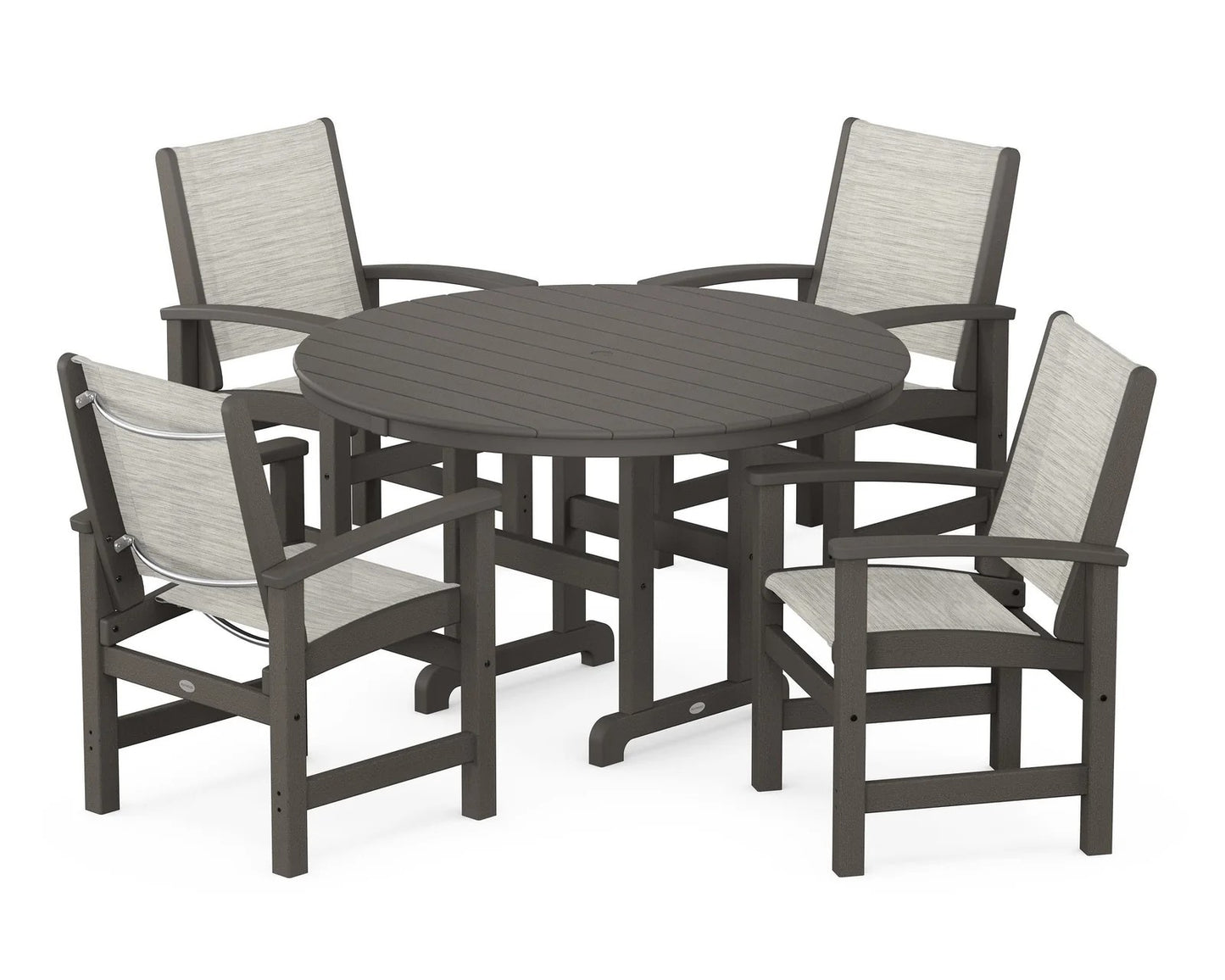 Polywood - Coastal 5-Piece Round Farmhouse Dining Set - FREE SHIPPING