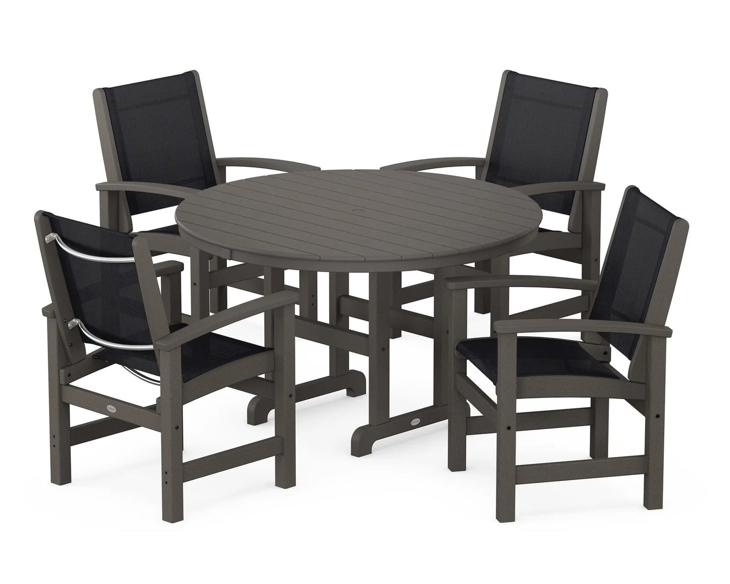 Polywood - Coastal 5-Piece Round Farmhouse Dining Set - FREE SHIPPING