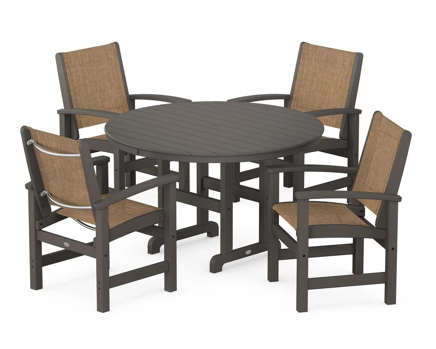 Polywood - Coastal 5-Piece Round Farmhouse Dining Set - FREE SHIPPING