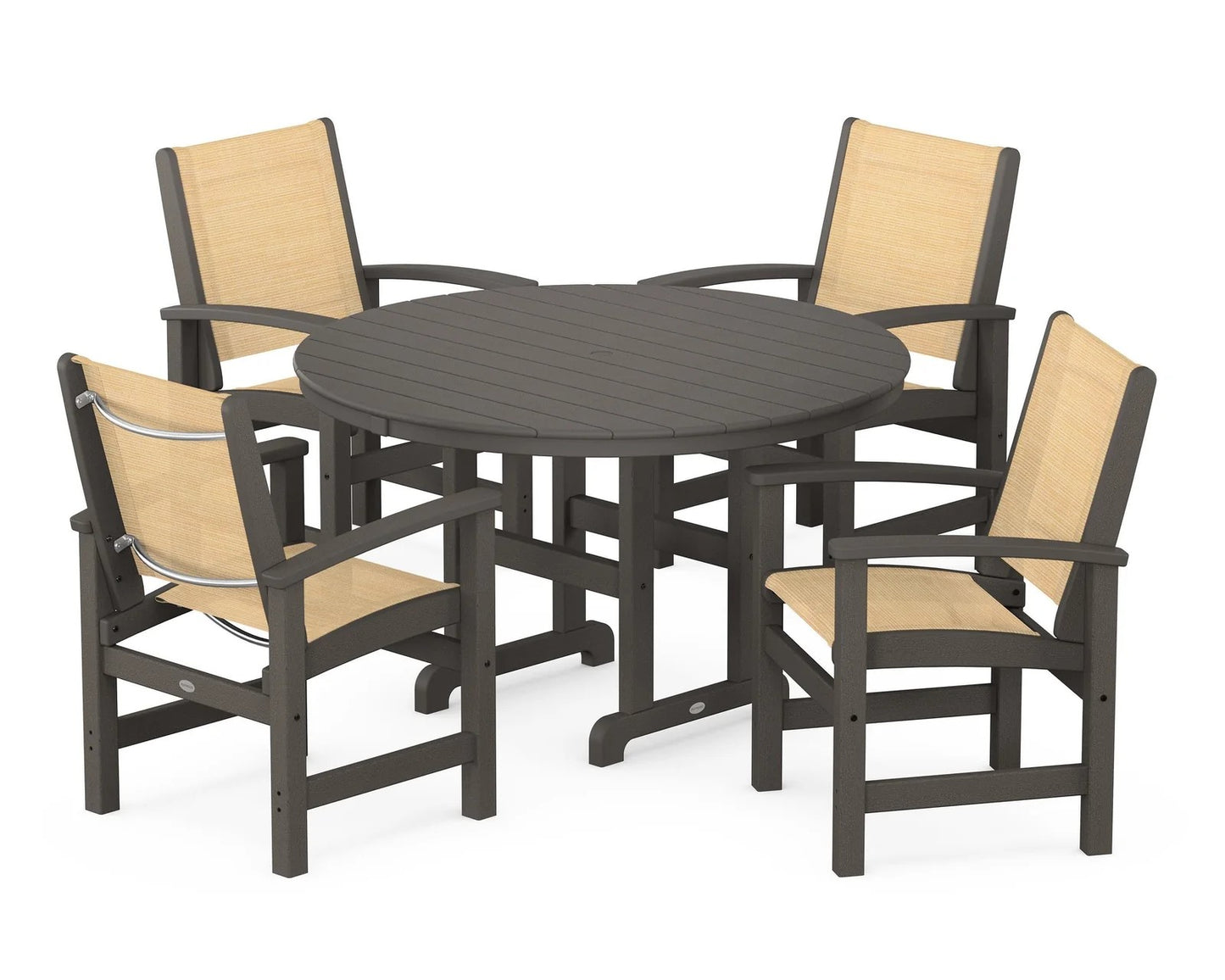 Polywood - Coastal 5-Piece Round Farmhouse Dining Set - FREE SHIPPING
