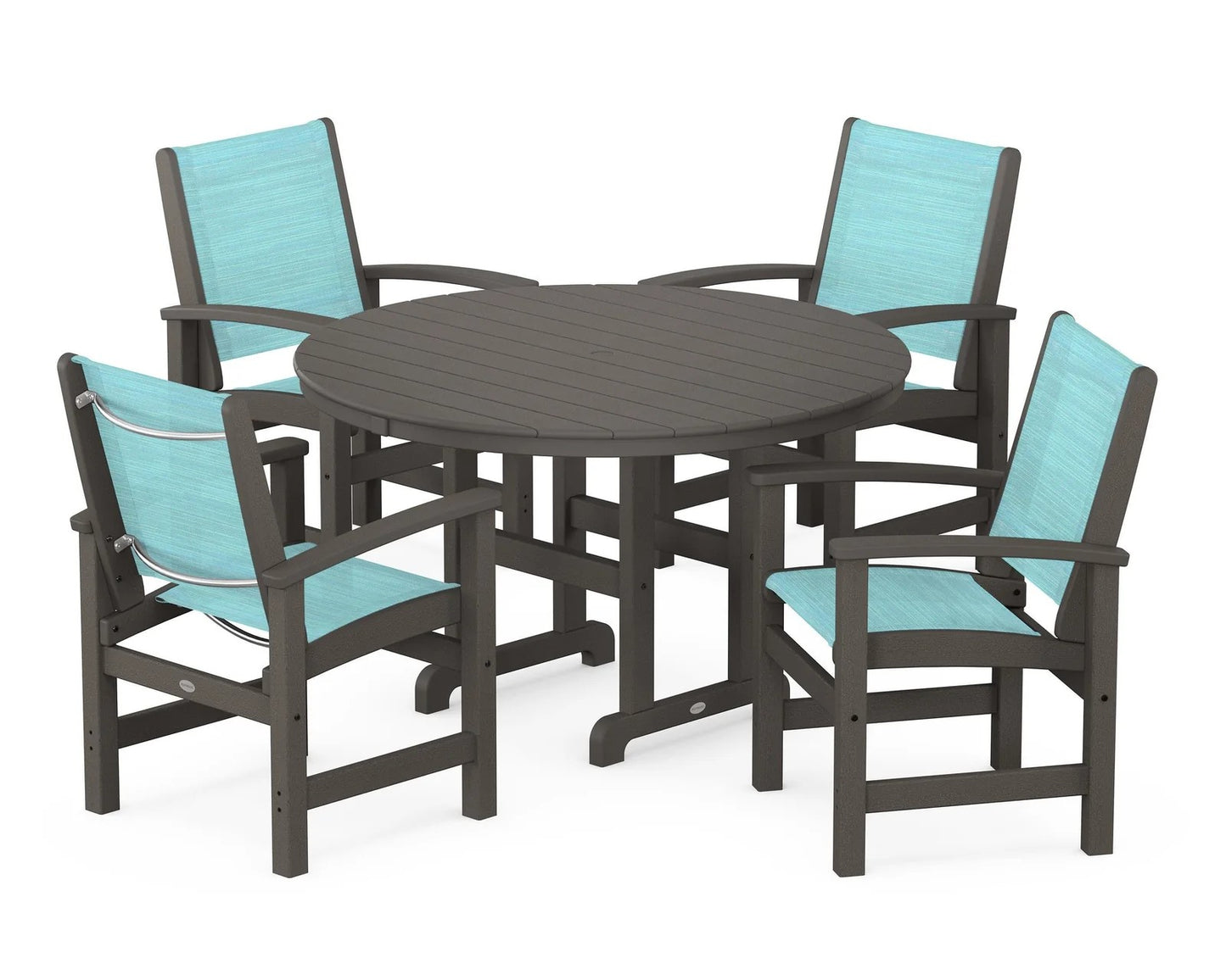 Polywood - Coastal 5-Piece Round Farmhouse Dining Set - FREE SHIPPING