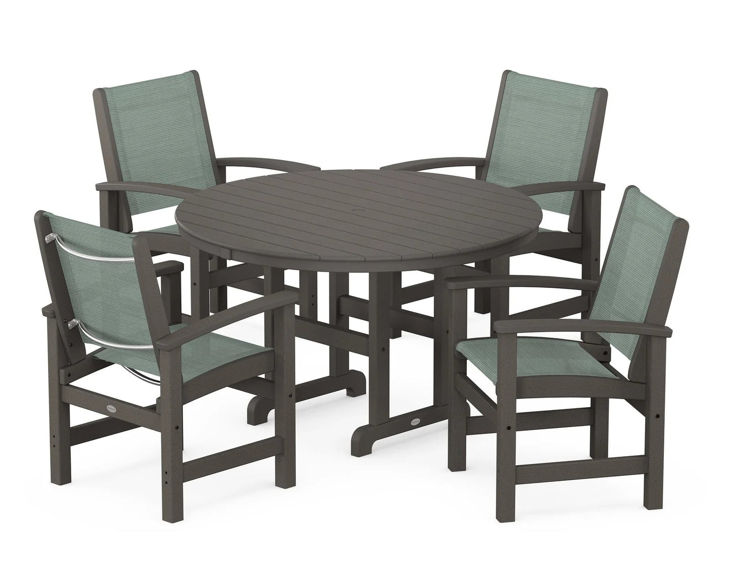 Polywood - Coastal 5-Piece Round Farmhouse Dining Set - FREE SHIPPING