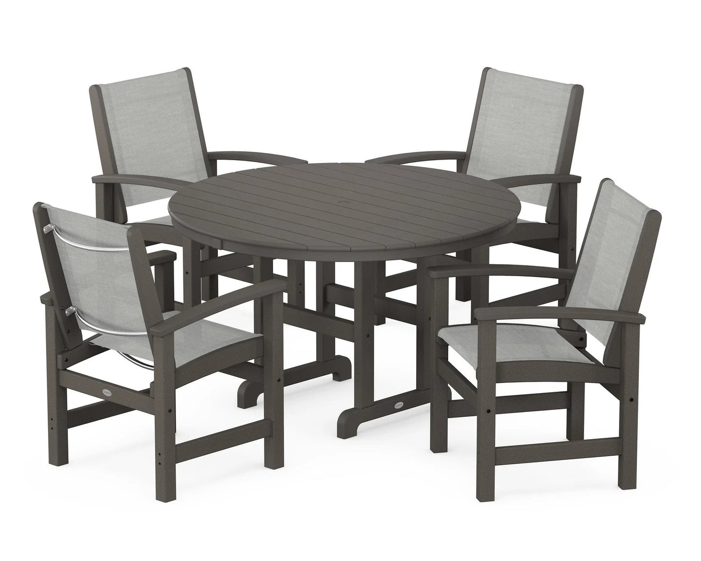 Polywood - Coastal 5-Piece Round Farmhouse Dining Set - FREE SHIPPING