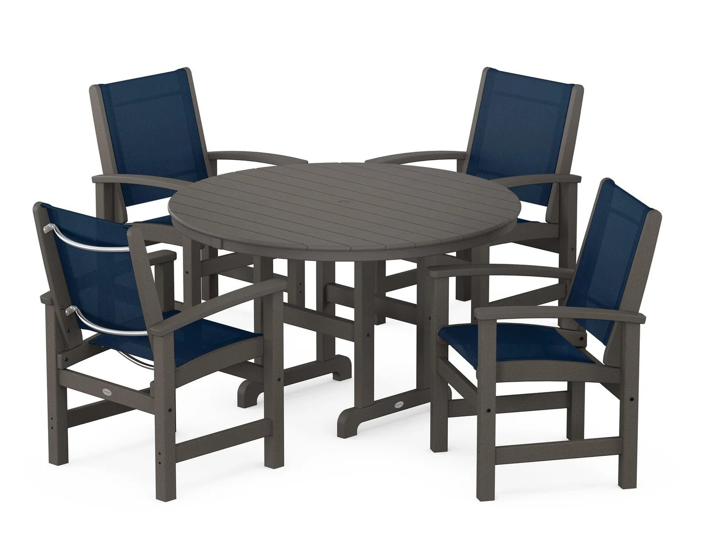 Polywood - Coastal 5-Piece Round Farmhouse Dining Set - FREE SHIPPING