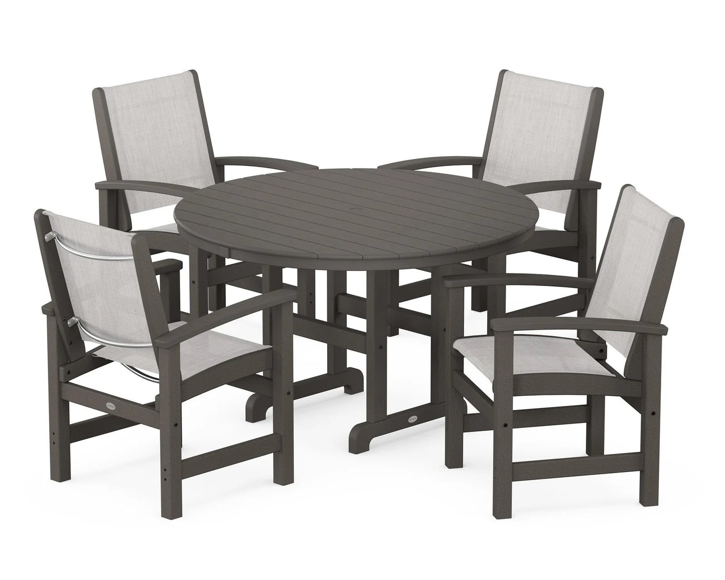 Polywood - Coastal 5-Piece Round Farmhouse Dining Set - FREE SHIPPING