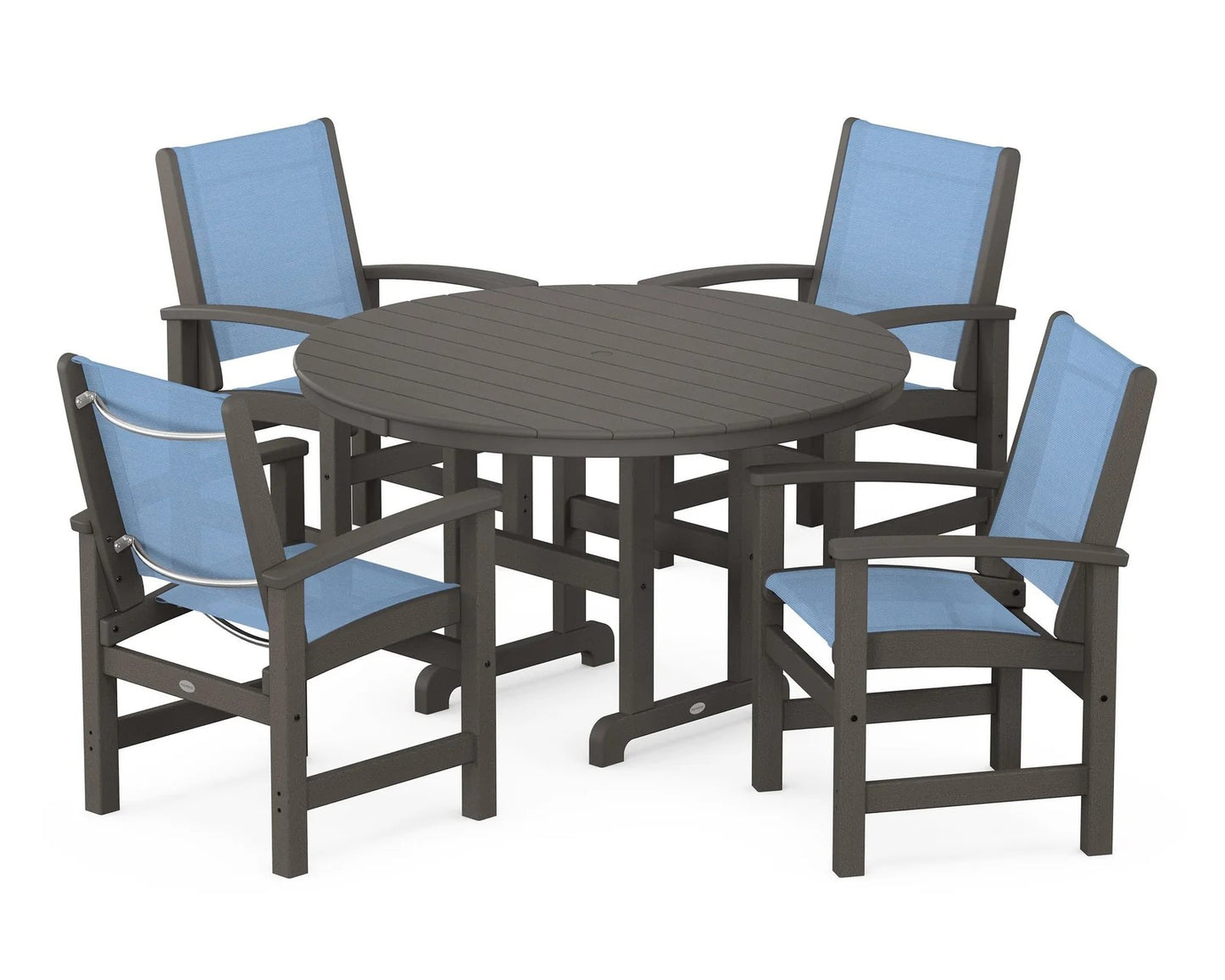 Polywood - Coastal 5-Piece Round Farmhouse Dining Set - FREE SHIPPING