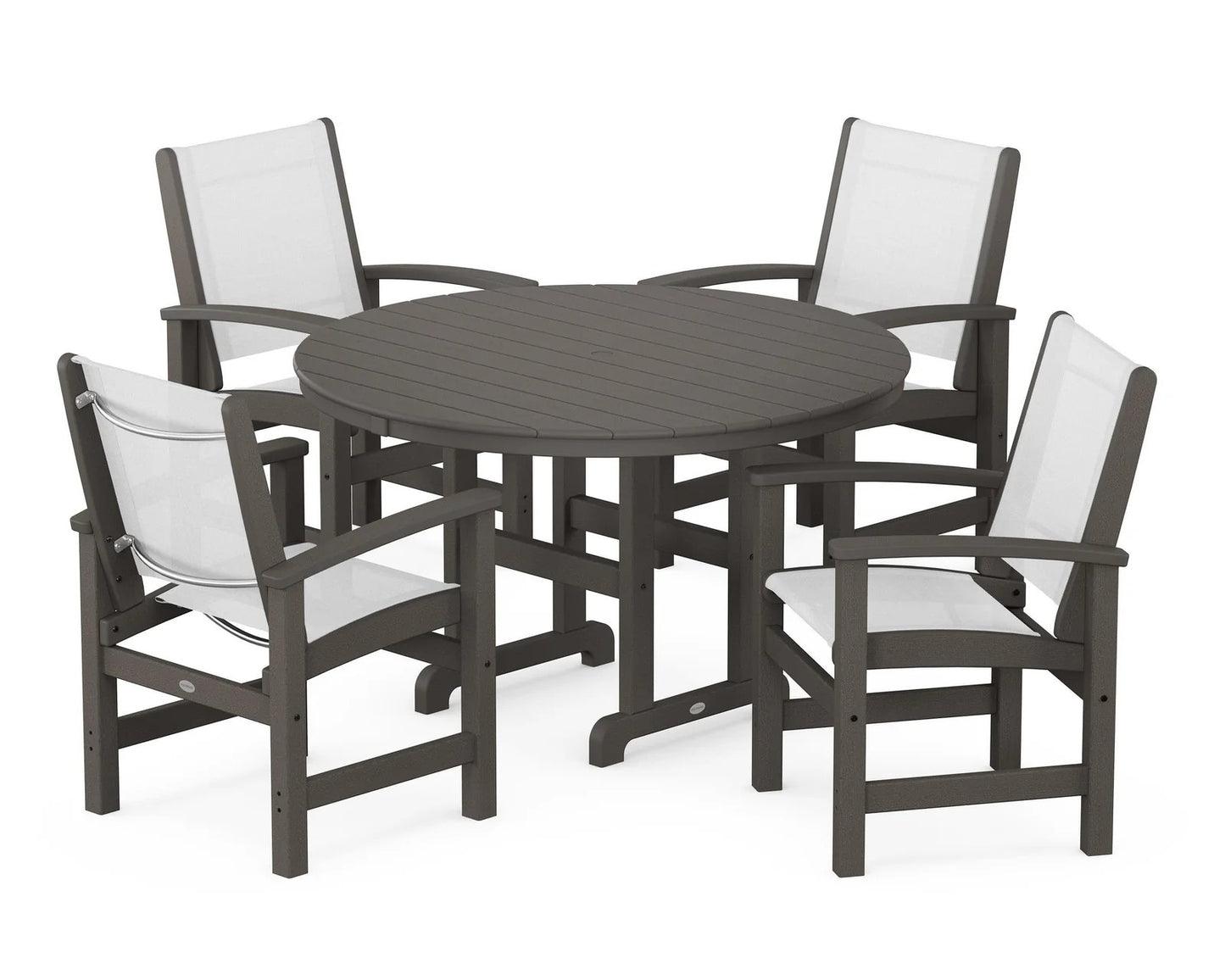Polywood - Coastal 5-Piece Round Farmhouse Dining Set - FREE SHIPPING