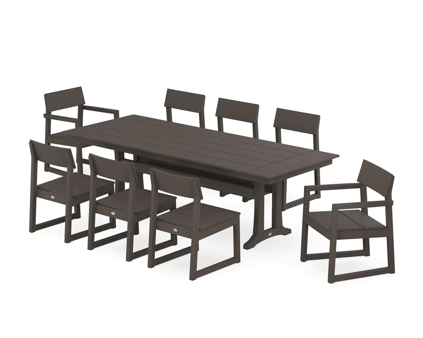 Polywood - Edge 9-Piece Farmhouse Dining Set with Trestle Legs - FREE SHIPPING