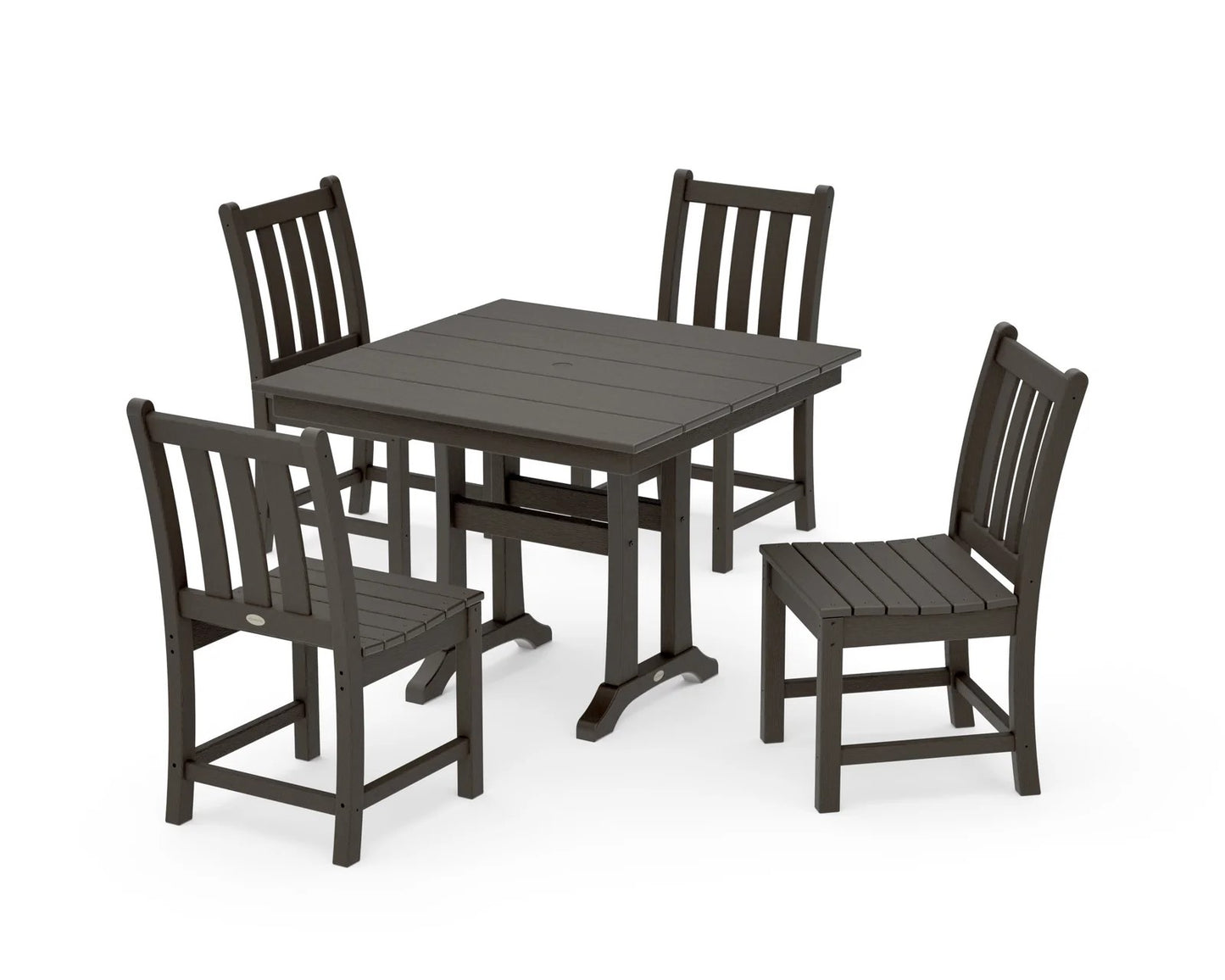Polywood - Traditional Garden 5-Piece Farmhouse Trestle Dining Set - FREE SHIPPING