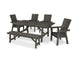 Polywood - Modern Curveback Adirondack 6-Piece Rustic Farmhouse Dining Set with Bench - FREE SHIPPING