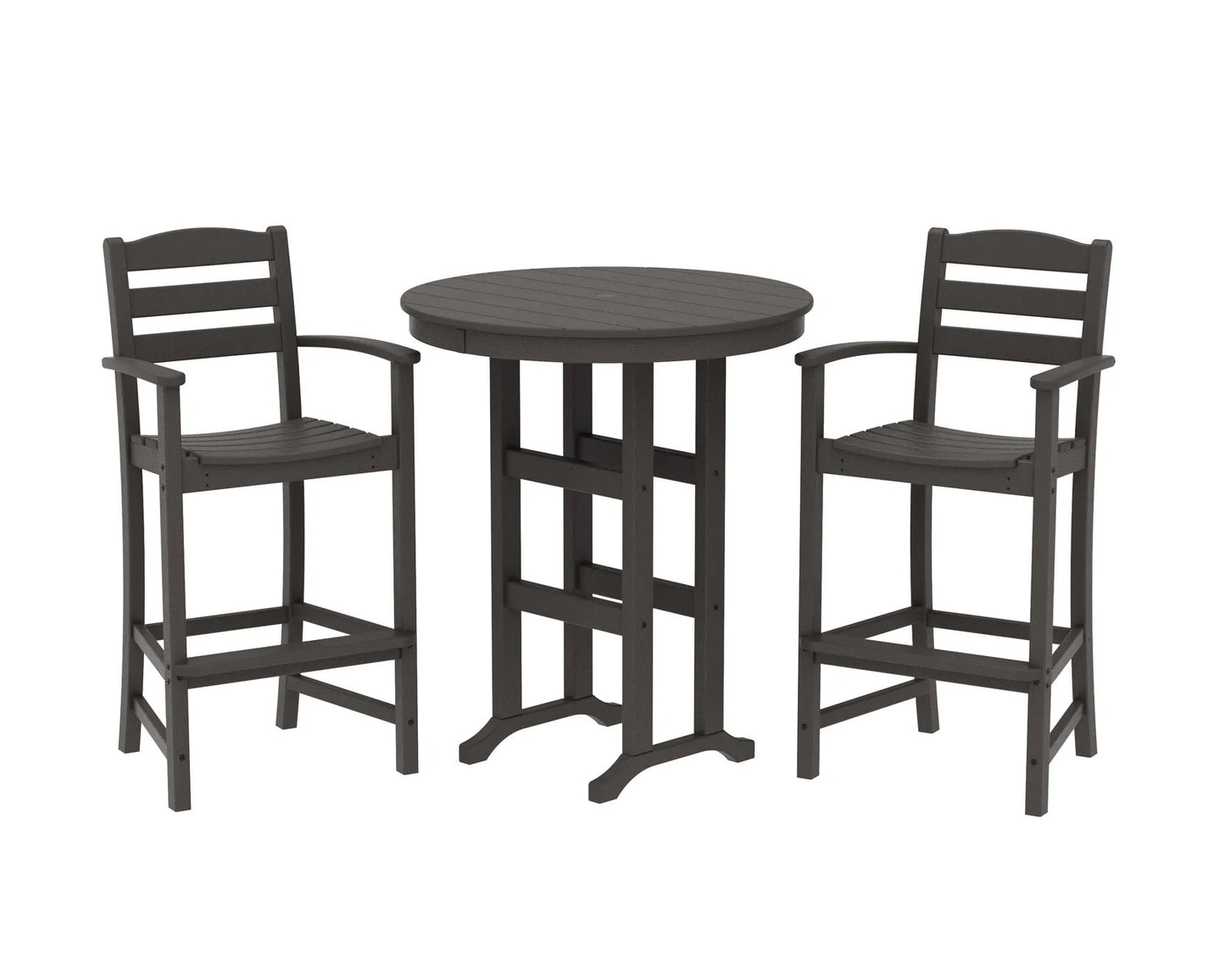 Polywood - La Casa Café 3-Piece Round Farmhouse Bar Set - FREE SHIPPING