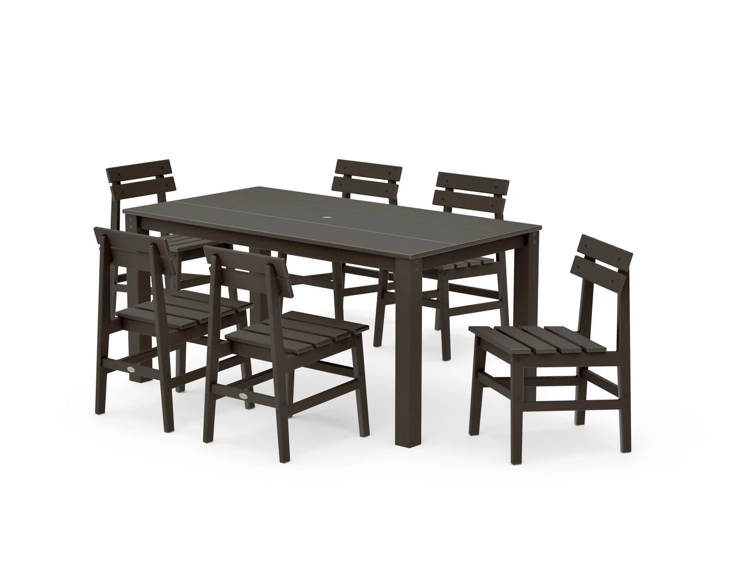Polywood - Modern Studio Plaza Chair 7-Piece Parsons Table Dining Set - FREE SHIPPING