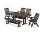 Polywood - Vineyard 6-Piece Folding Chair Farmhouse Dining Set with Trestle Legs & Bench - FREE SHIPPING