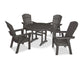 Polywood - Nautical Curveback Adirondack 5-Piece Round Dining Set with Trestle Legs - FREE SHIPPING