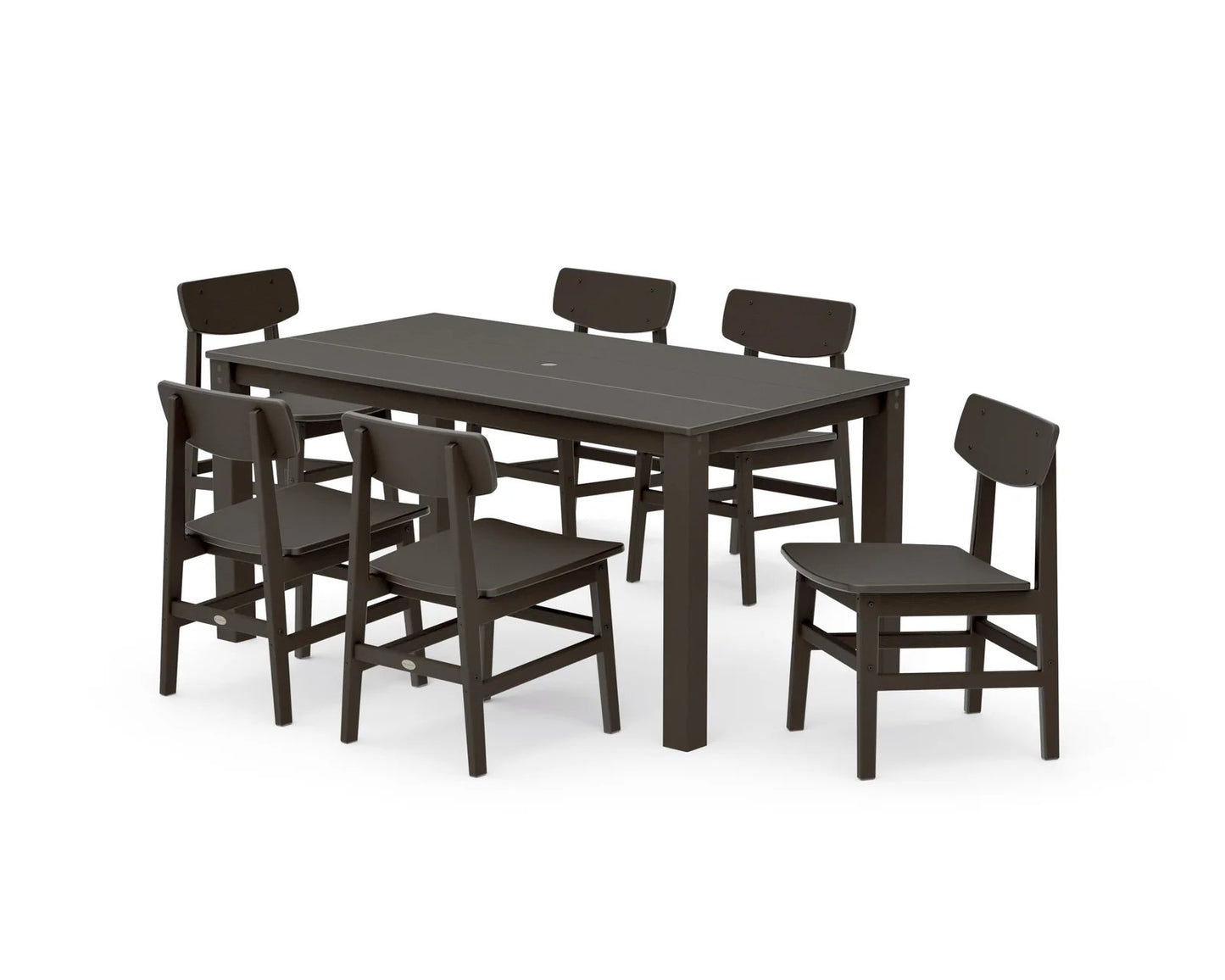 Polywood - Modern Studio Urban Chair 7-Piece Parsons Table Dining Set - FREE SHIPPING