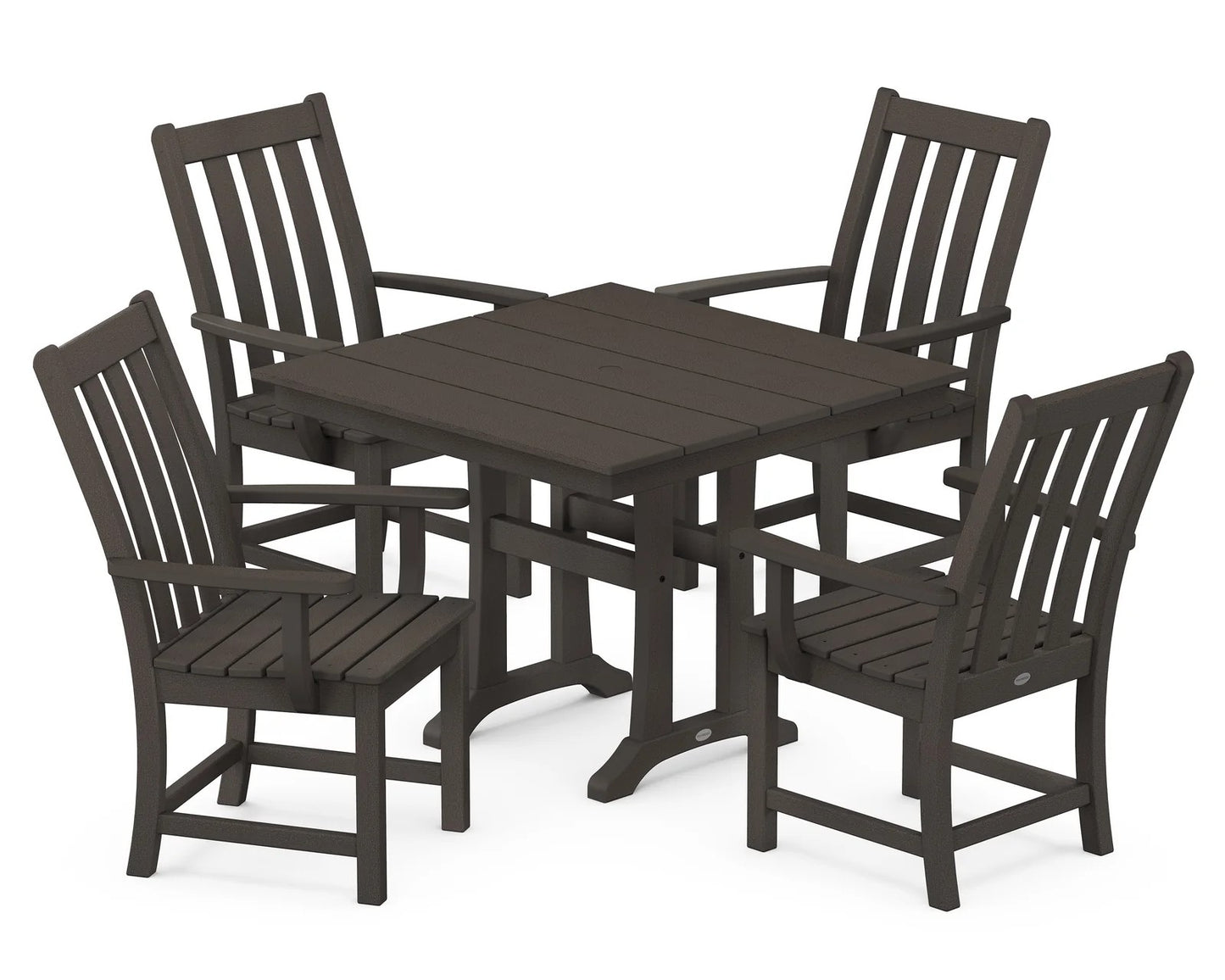 Polywood - Vineyard 5-Piece Farmhouse Trestle Arm Chair Dining Set - FREE SHIPPING
