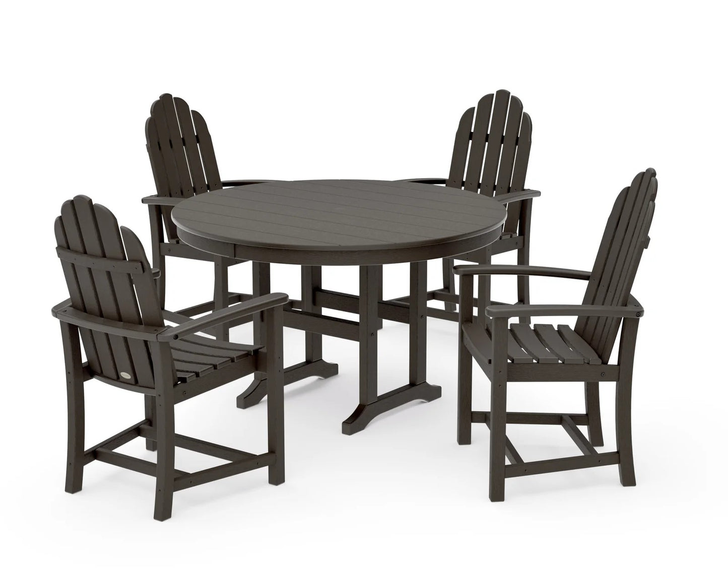 Polywood - Classic Adirondack 5-Piece Round Farmhouse Dining Set - FREE SHIPPING