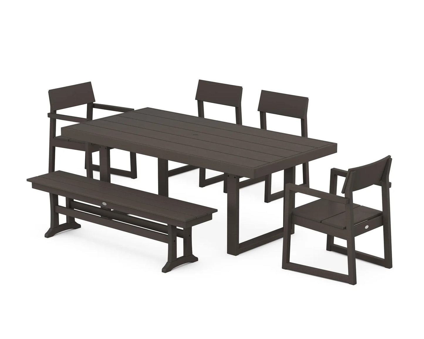 Polywood - EDGE 6-Piece Dining Set with Bench - FREE SHIPPING