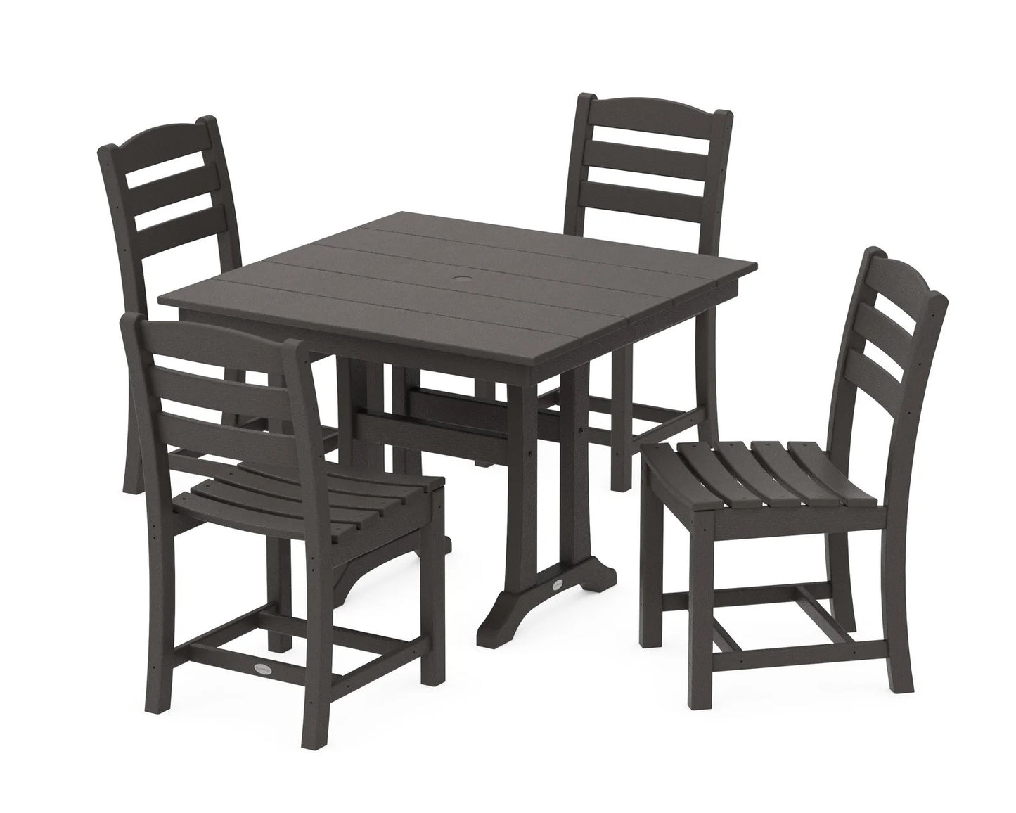 Polywood - La Casa Café 5-Piece Farmhouse Trestle Side Chair Dining Set - FREE SHIPPING