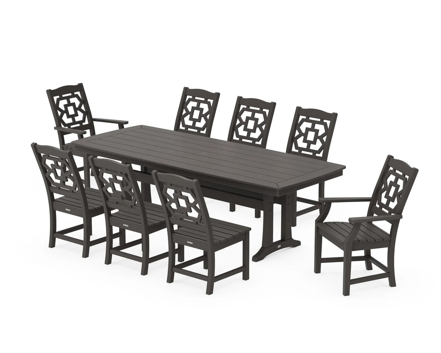 Polywood - Chinoiserie 9-Piece Dining Set with Trestle Legs - FREE SHIPPING