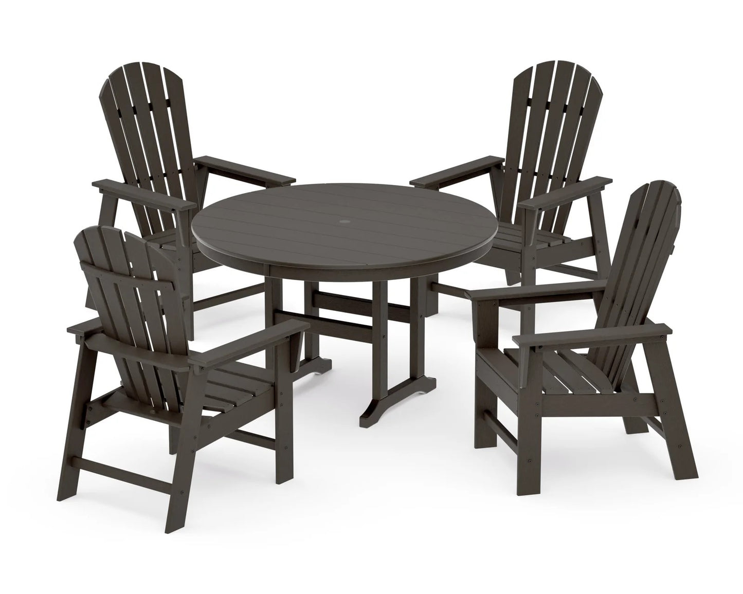 Polywood - South Beach 5-Piece Round Farmhouse Dining Set - FREE SHIPPING