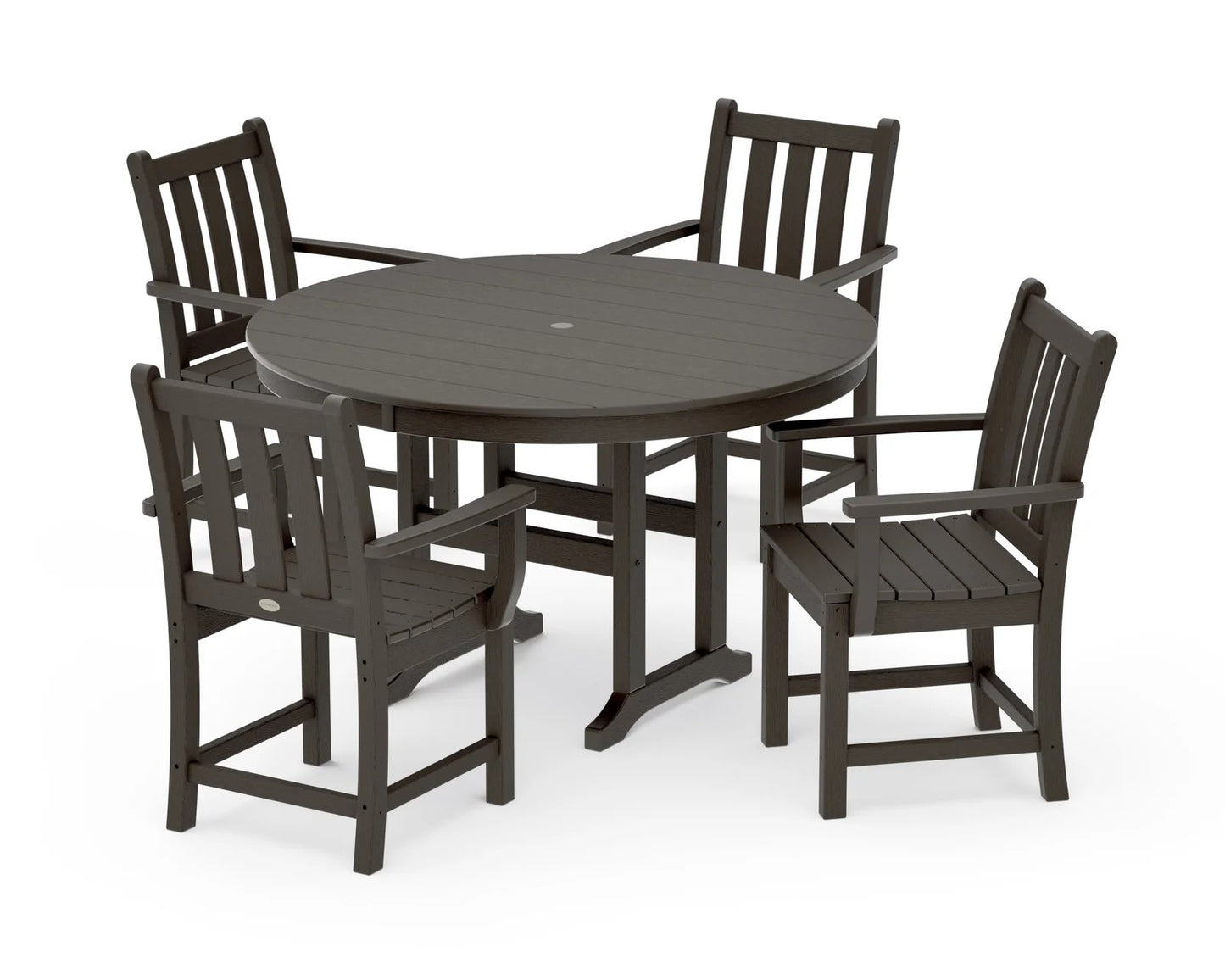 Polywood - Traditional Garden 5-Piece Round Farmhouse Dining Set - FREE SHIPPING