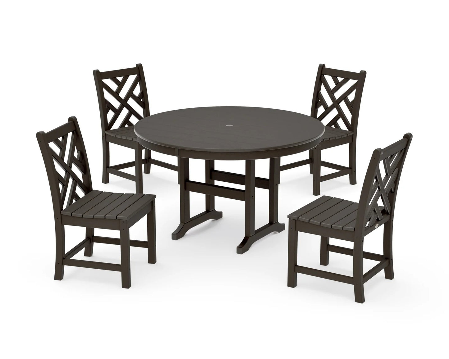 Polywood - Chippendale 5-Piece Round Farmhouse Side Chair Dining Set - FREE SHIPPING