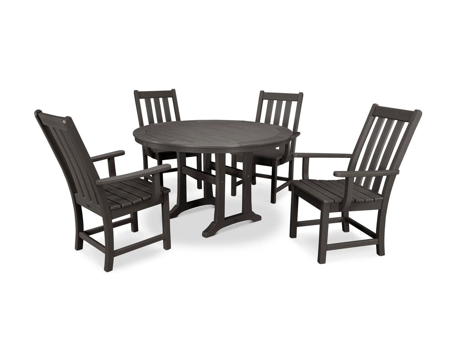 Polywood - Vineyard 5-Piece Round Dining Set with Trestle Legs - FREE SHIPPING