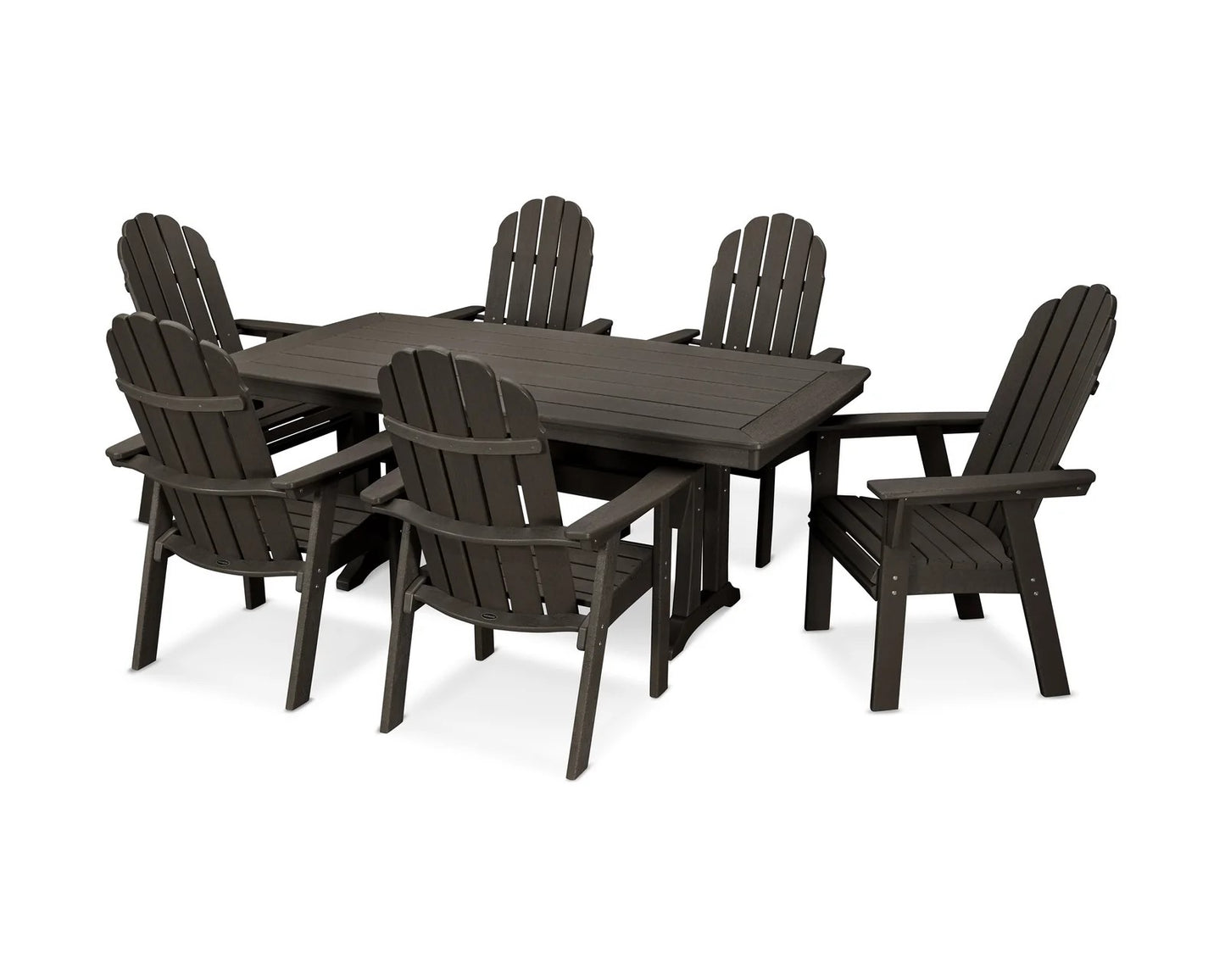 Polywood - Vineyard Curveback Adirondack 7-Piece Dining Set with Trestle Legs - FREE SHIPPING