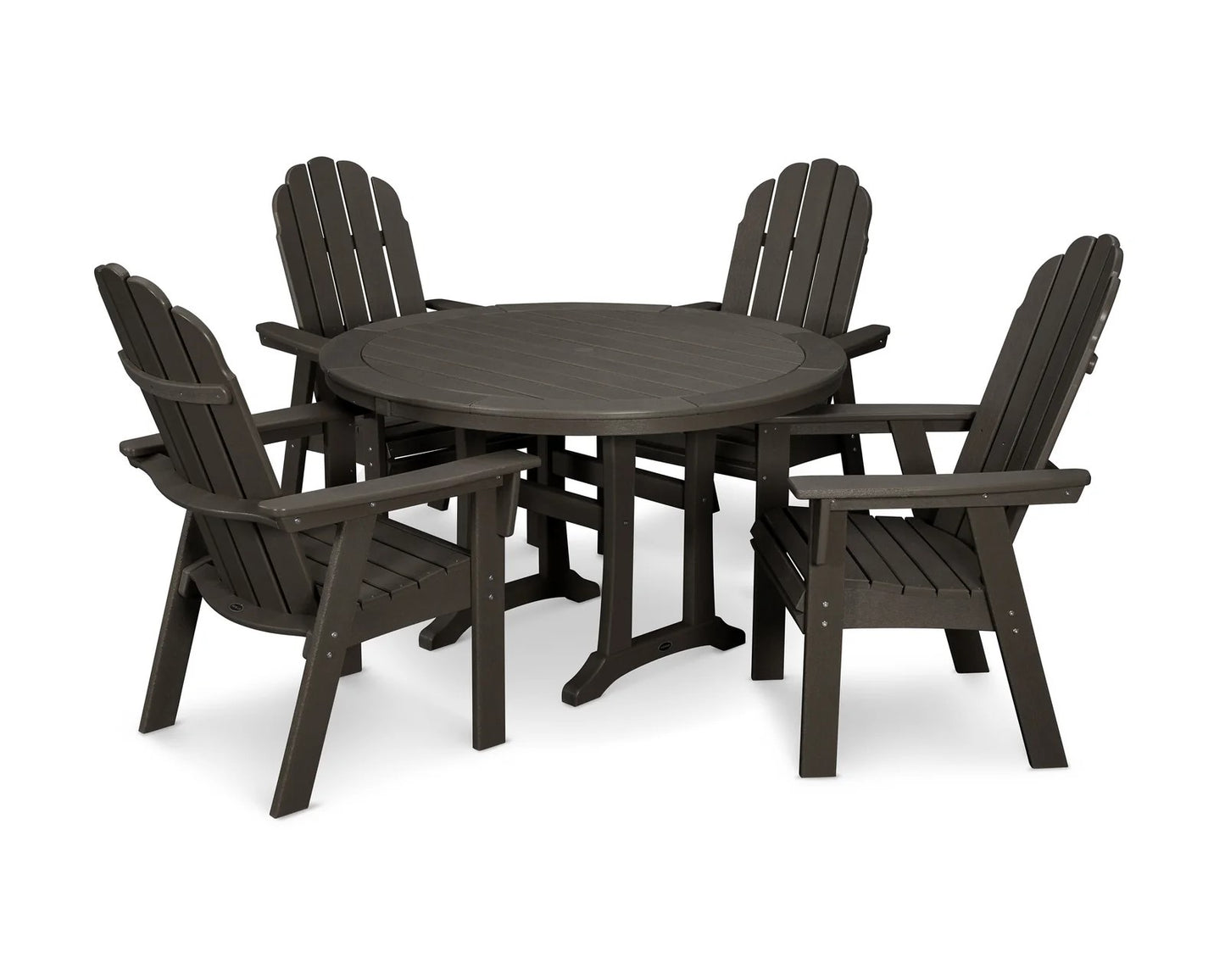 Polywood - Vineyard Curveback Adirondack 5-Piece Nautical Trestle Dining Set - FREE SHIPPING