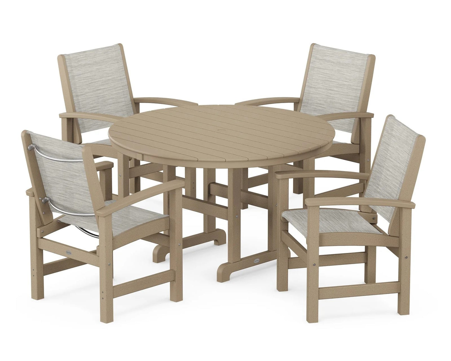 Polywood - Coastal 5-Piece Round Farmhouse Dining Set - FREE SHIPPING